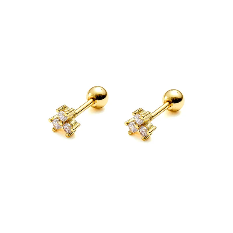 WANTME 925 Sterling Silver Fashion Love Butterfly Romantic Star Crown Screw Stud Earrings for Women Ear Bone Piercing Jewelry