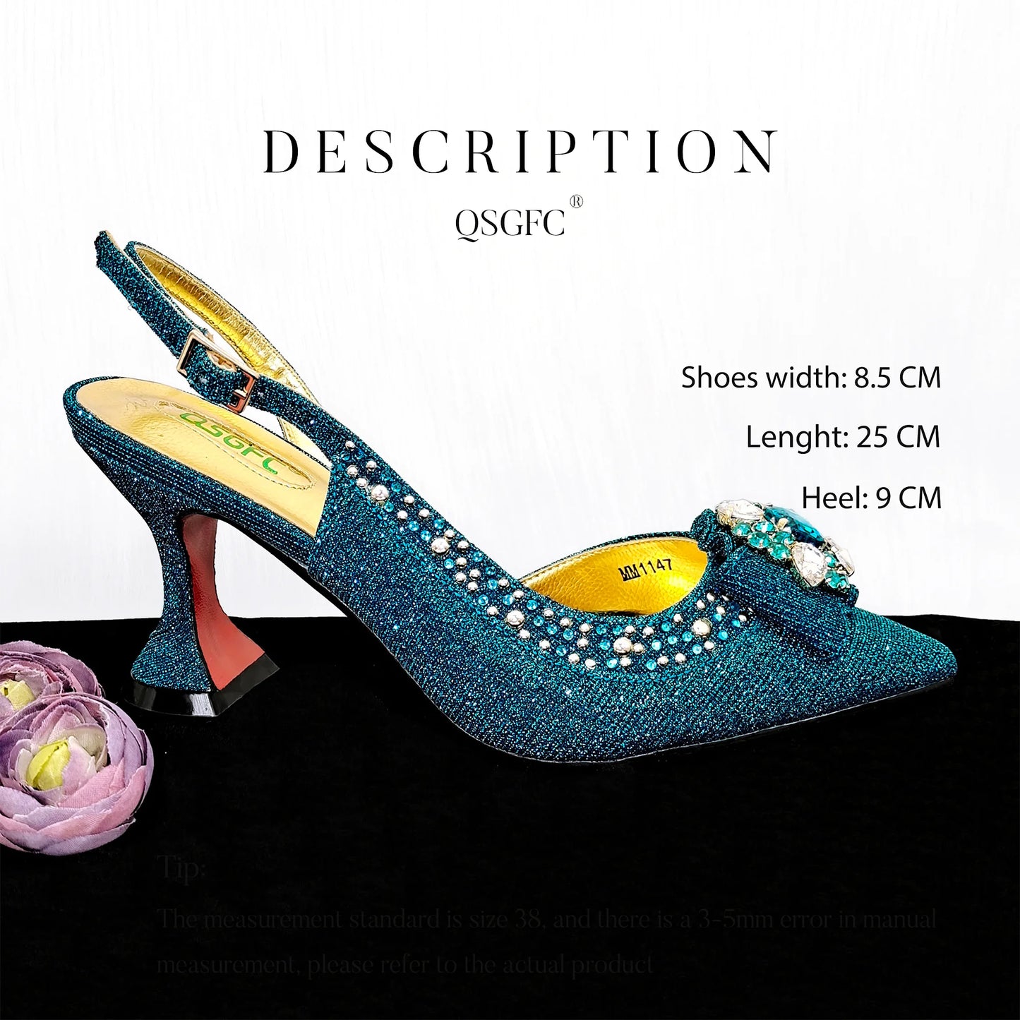 QSGFC Italian Design Noble Dual-Purpose Three-Dimensional Bag And Ladies Heel Shoes Shiny Material For Nigeria Wedding Party