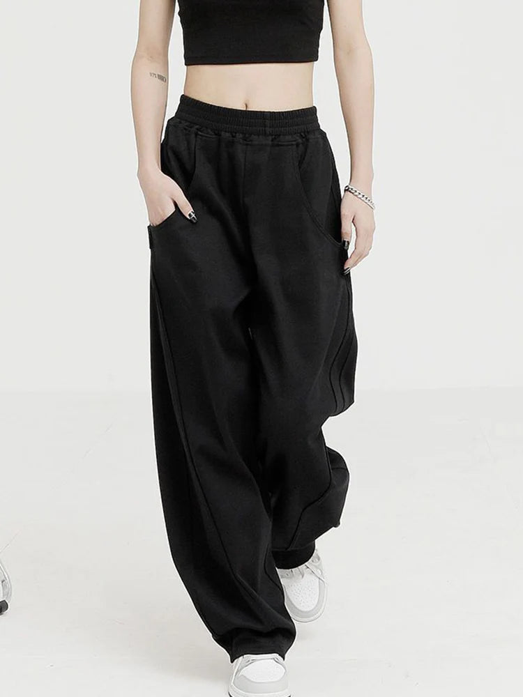 Jmprs Harajuku Women Streetwear Sweatpants High Waist Hip Hop Wide Leg Pants