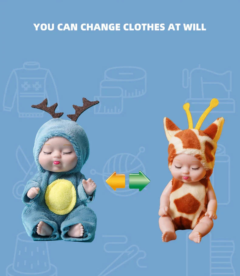 1pcs 13cm Sleep Baby Doll New Fashion Simulation Rebirth Dolls Mini Cute Doll Cartoon Animal Kids Toy for Children Birthday Gift