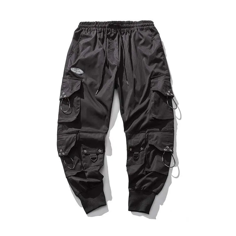Black Cargo Pants Men Joggers Hip Hop Techwear Pants Hippie Cargo