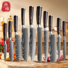 Kitchen Knives Set Laser Damascus Chef's Knife Japanese Santoku Knife Meat Cleaver