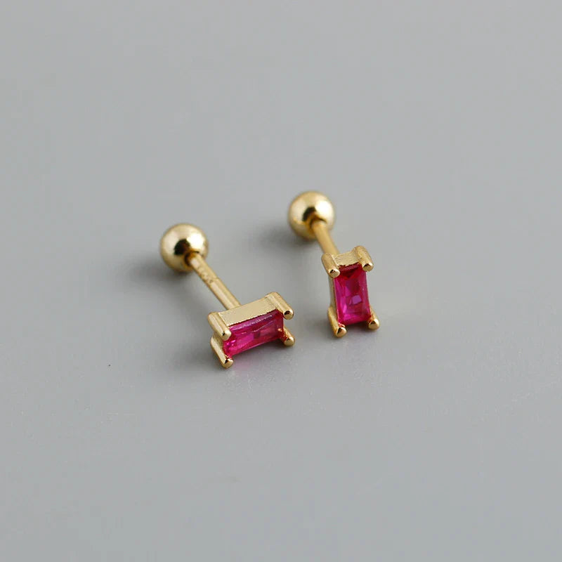 WANTME 925 Sterling Silver Fashion Korean Petal Screw Bead Stud Earrings for Women Charm Ear Bone Piercing Jewelry Accessories