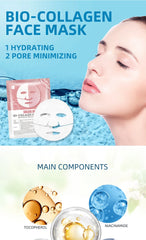 5PCS Absorbable Bio-Collagen Face Mask Wrinkle Remover Fade Fine Lines Lifting Nicotinamide Brightening Moisturizing Skin Care