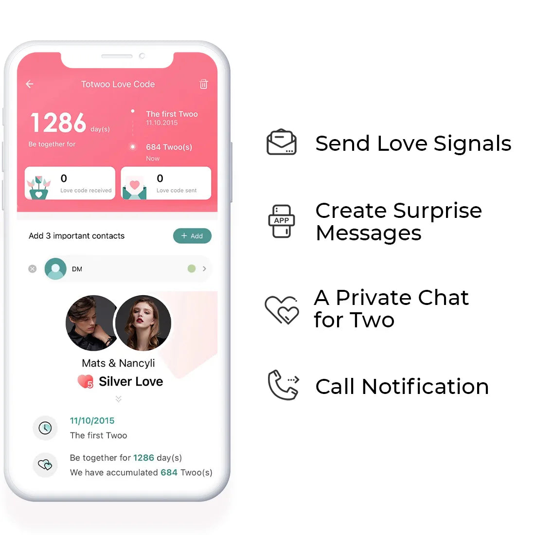 Totwoo Long Distance touch Light up&Vibrate Bracelets for Couples, Long Distance Relationship Gifts Smart Sun&Moon Love Bracelet