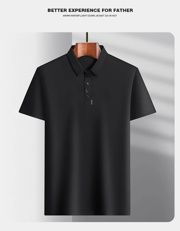 Brand high-end ice silk short sleeved men's POLO shirt 2024summer fashionable embroidery design top breathable and cool T-shirt