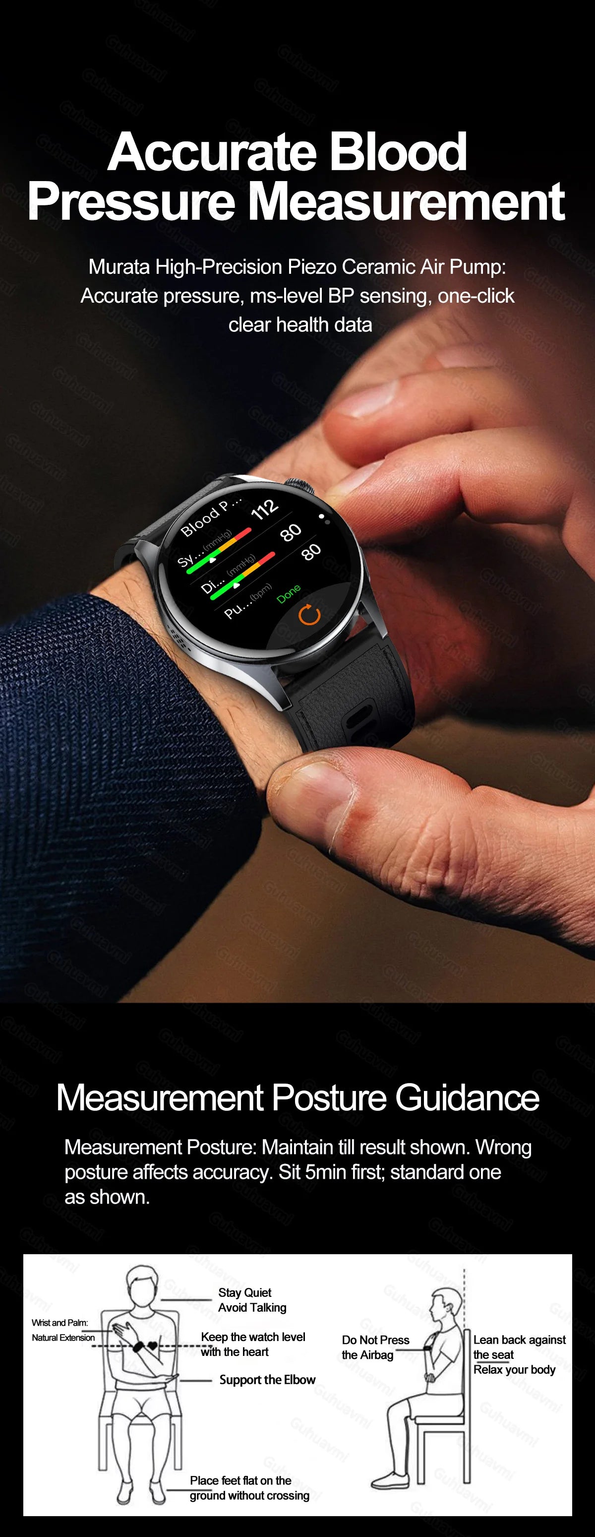 Smartwatch  AMOLED Screen Call ECG Sport Watchs
