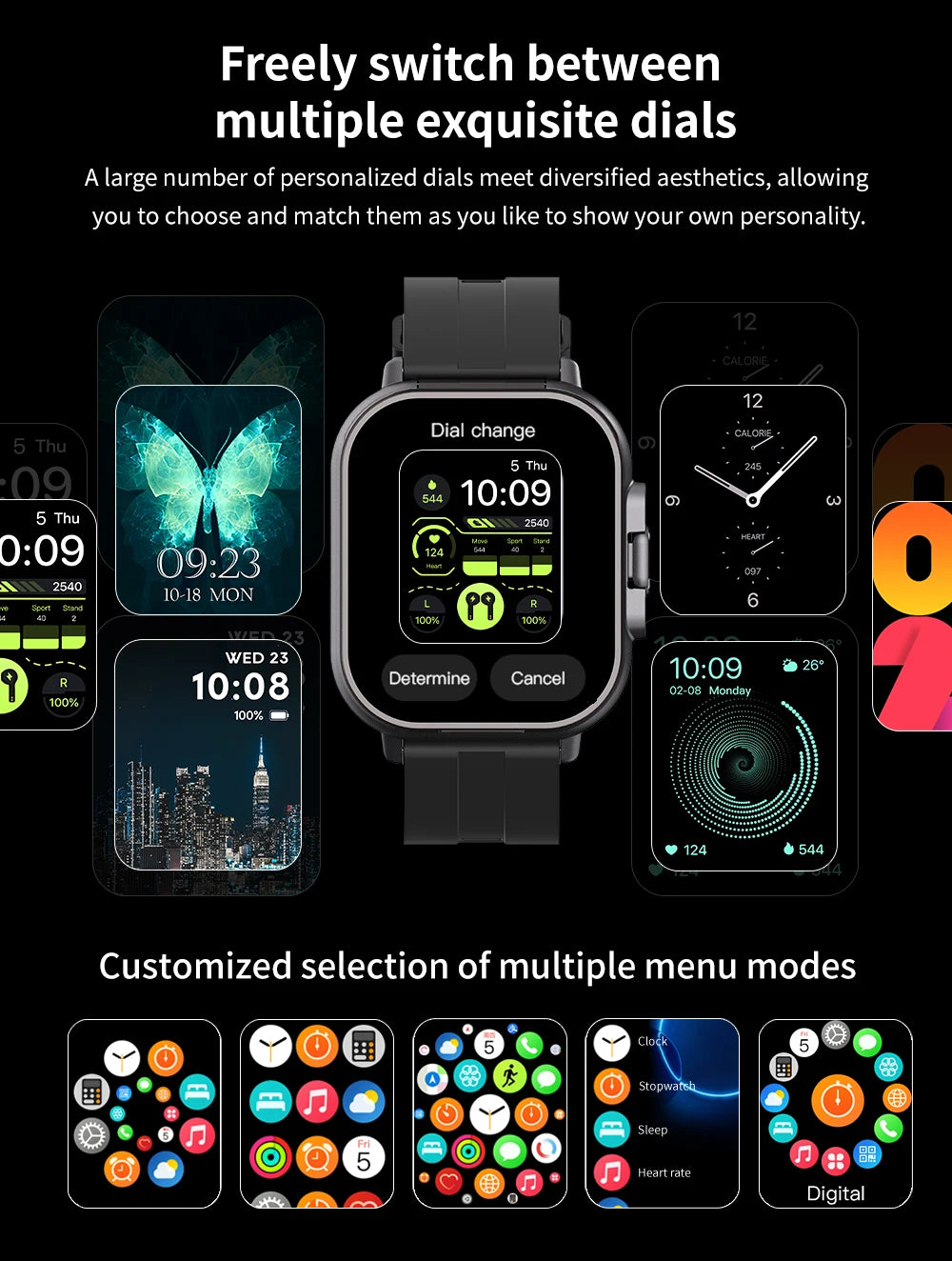 NFC Smart Watch TWS 2-in-1 Headset Bluetooth Call Heart Rate Blood Pressure Health Monitoring Headphones Play Music Smartwatch