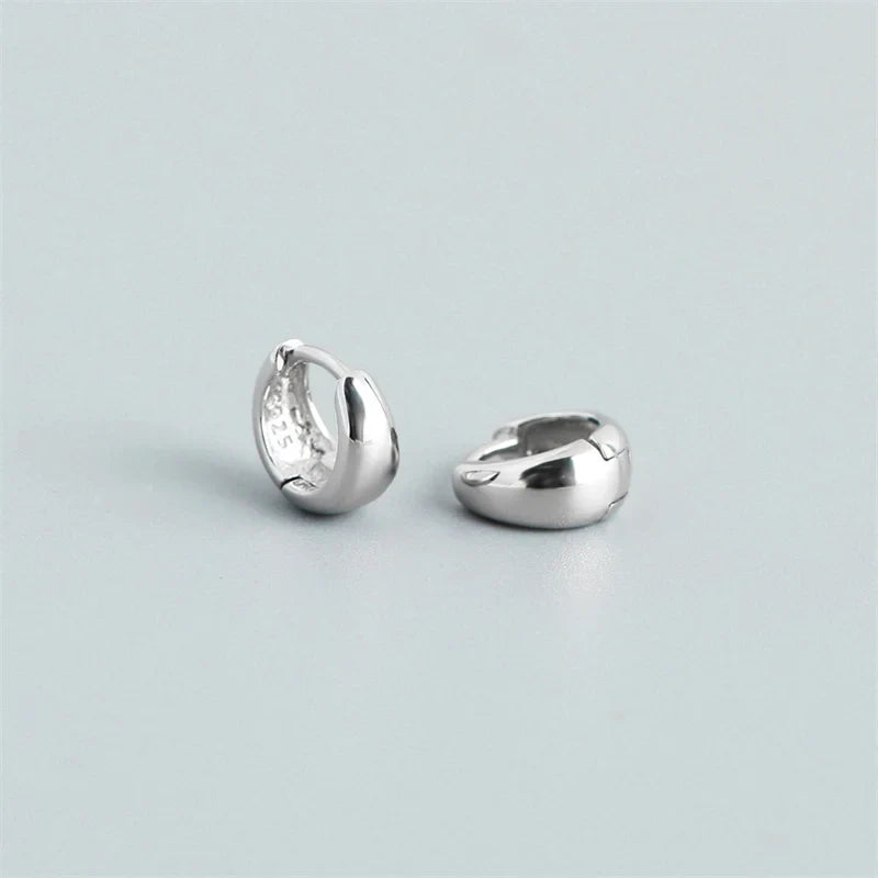 WANTME 925 Sterling Silver Simple Statement Matte Large Huggies Hoop Earrings for Men Women Fine Gothic Punk Charms S925 Jewelry