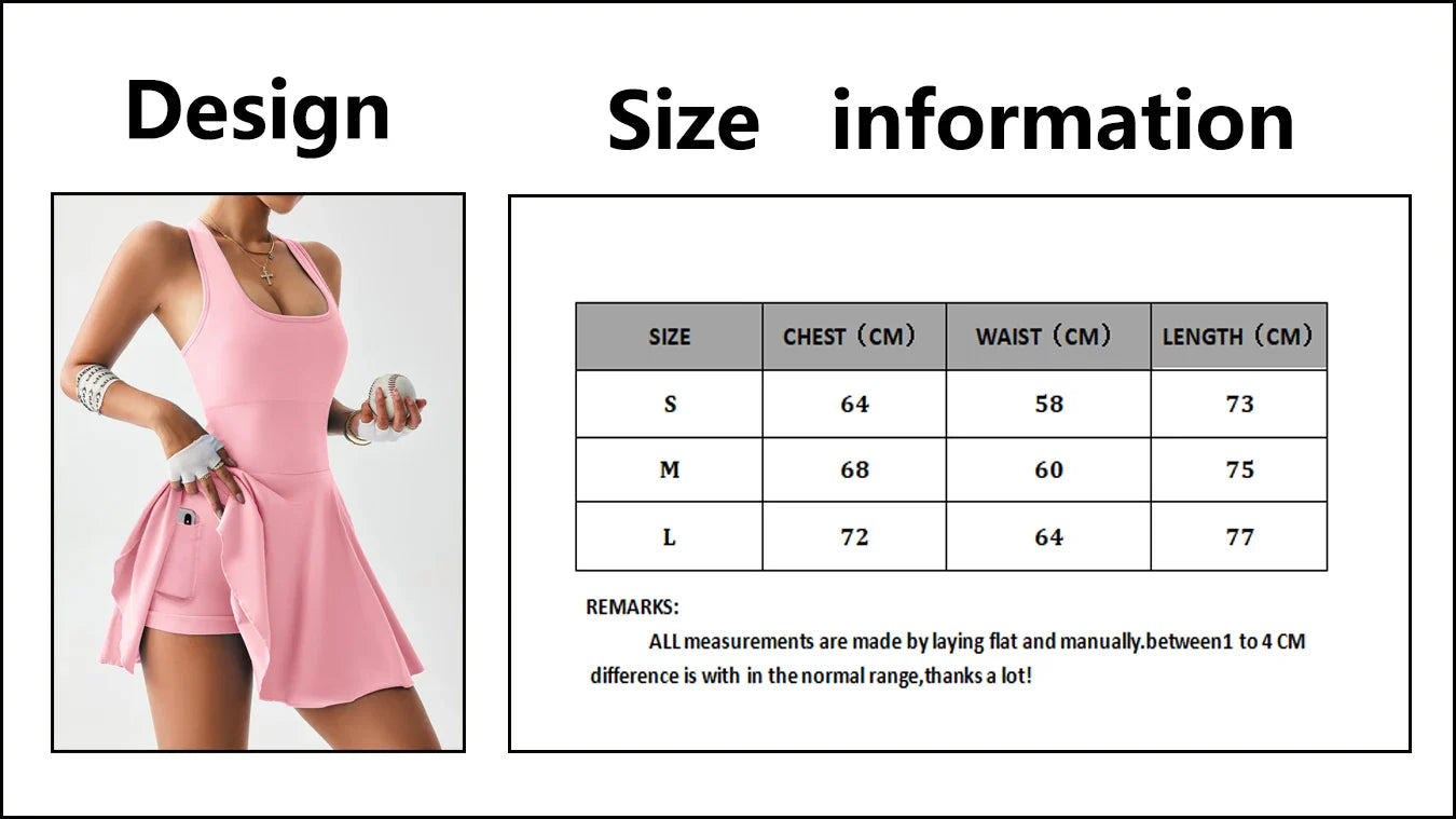 CZGUKE Women's tennis dress one-piece slim fit soft sportswear golf badminton suit with chest cushion sports yoga suit