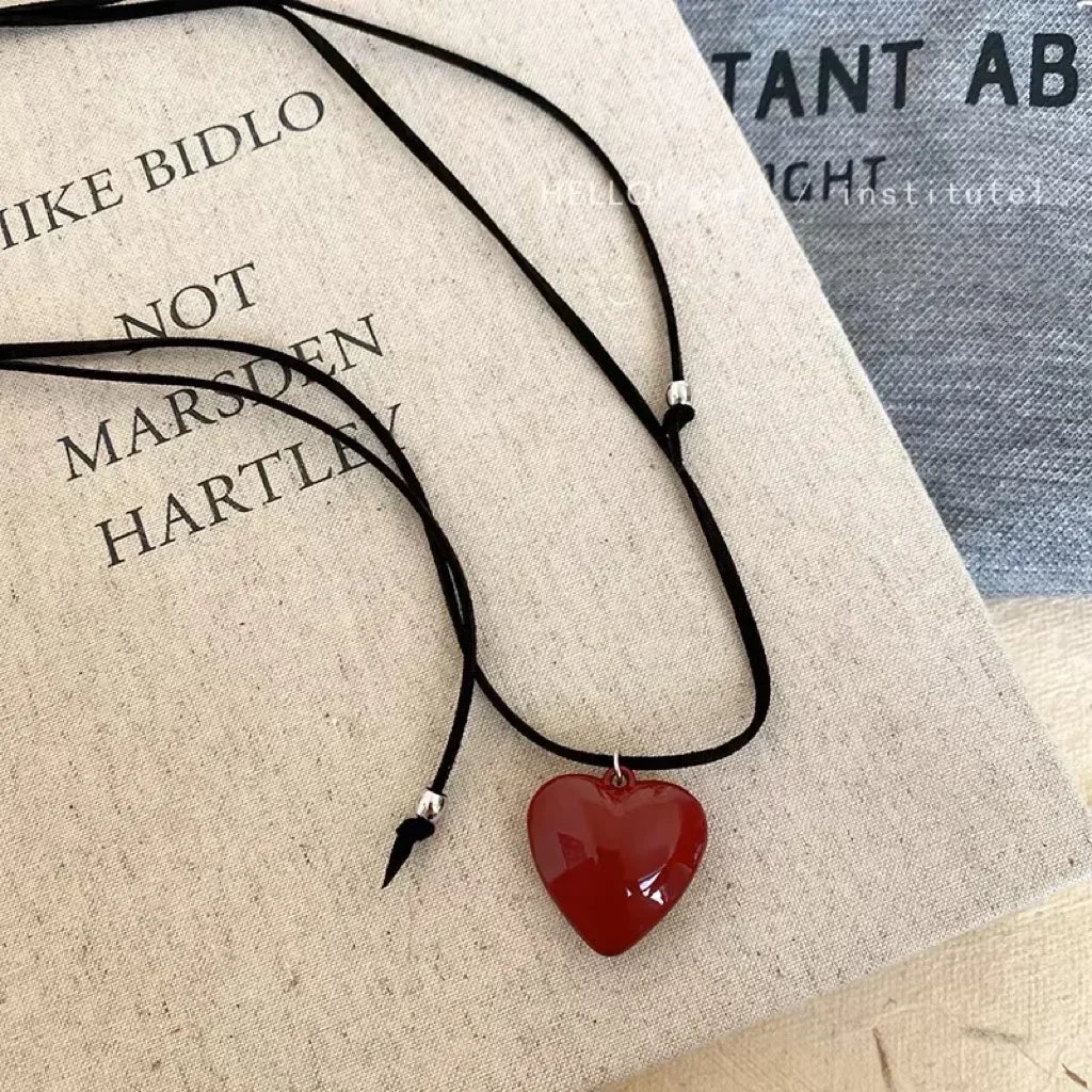 LATS New Heart Pendant Necklace for Women Men 85CM Adjustable Pull-out Sweater Chain Fashion Jewelry Accessory Gift