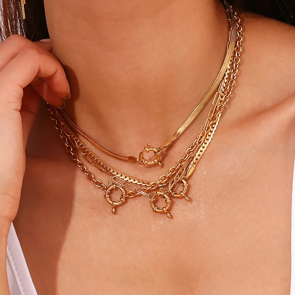 Anchor Clasp Necklaces Stainless Steel Heavy Duty Chain Necklace For Women
