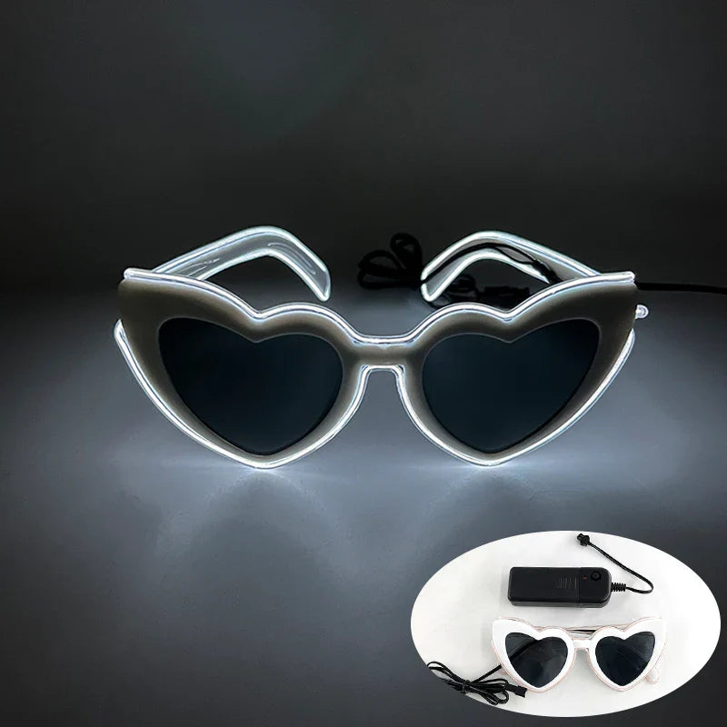 LED Just Married Glasses Wedding Bride To Be Surprise Gift Couple Glasses Souvenirs Glowing Heart Glasses Married Sunglasses