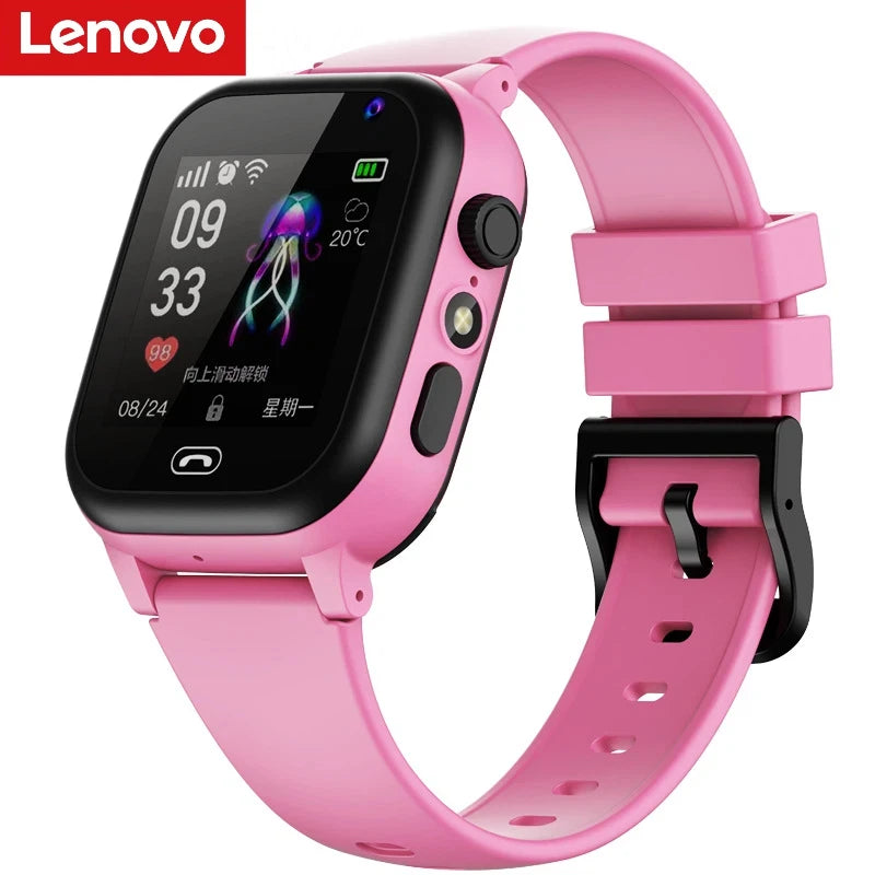 Lenovo Kids Smart Watch SOS GPS Location Sim Card Camera Heart Rate Monitoring Bluetooth Calling Waterproof Gift For Android