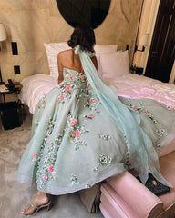 3D Flowers Lace Formal Occasion  Gown Arab Saudi