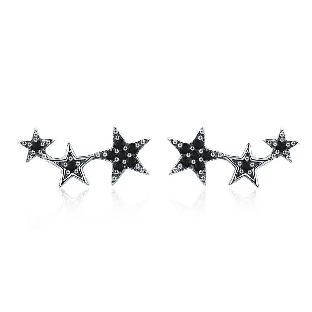 WOSTU 925 Sterling Silver European Simple CZ Ear Buckles Heart Hoop Earrings for Women Wedding Gift Minimalism Jewelry E737