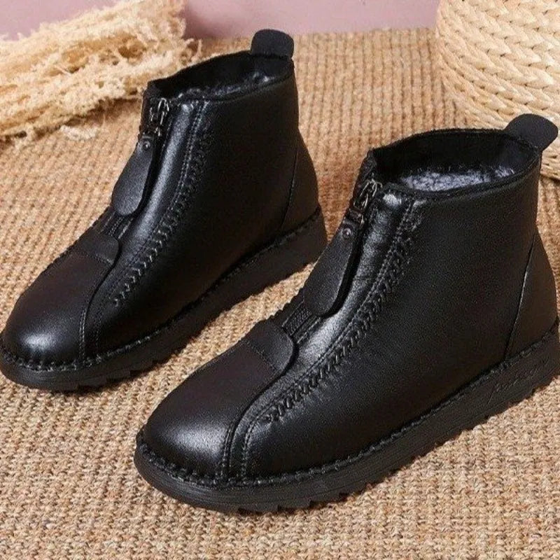 Winter Women Ankle Boots Fashion Warm Mother's Boots Flat-Bottom Comfortable