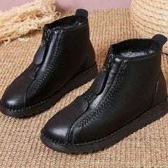 2023 Winter Women Ankle Boots Fashion Warm Mother's Boots Flat-Bottom Comfortable Non Slip Front Zipper Closure Female Footwear