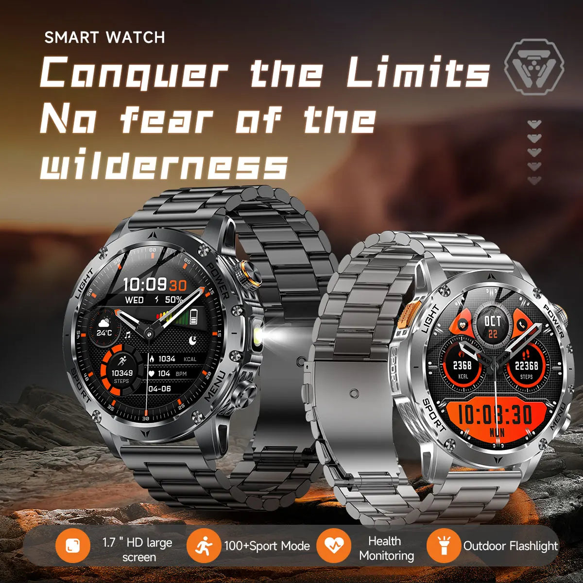 2025 New GPS Outdoor Sports Smart Watch Men AMOLED Screen NFC Flashlight Heart rate Waterproof Bluetooth Call 1000mAh SmartWatch