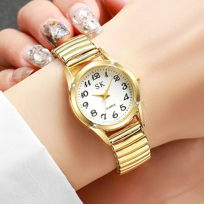 Elegant Small Dial Women Watches Fashion Elastic Strap Quartz Watch Reloj Mujer（Without Box）