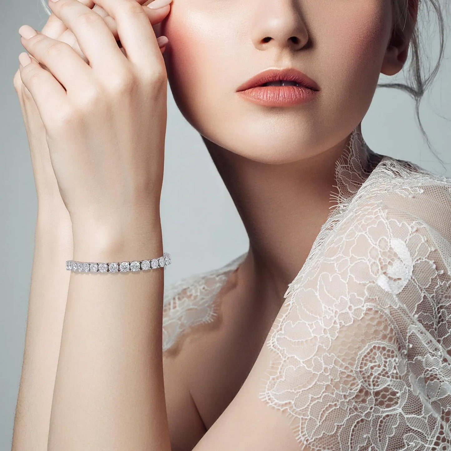 Dainty Full Moissanite Tennis Bracelet 18k Gold Plated 925 Sterling Silver D Color Lab Created Diamond Bracelet for Women Men