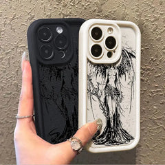 INS Luxury Dark Angel Phone Case For iPhone 11 12 13 14 15 16 Pro Max X XR XS Max 7 8 Plus SE Shockproof Soft TPU Back Cover Y2k