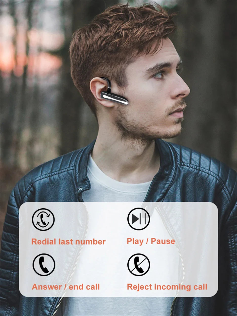 Wireless Bluetooth Headphones With Microphon Earphone ENC Noise Cancelling Handsfree Talking Headset Busines Auriculares Driving