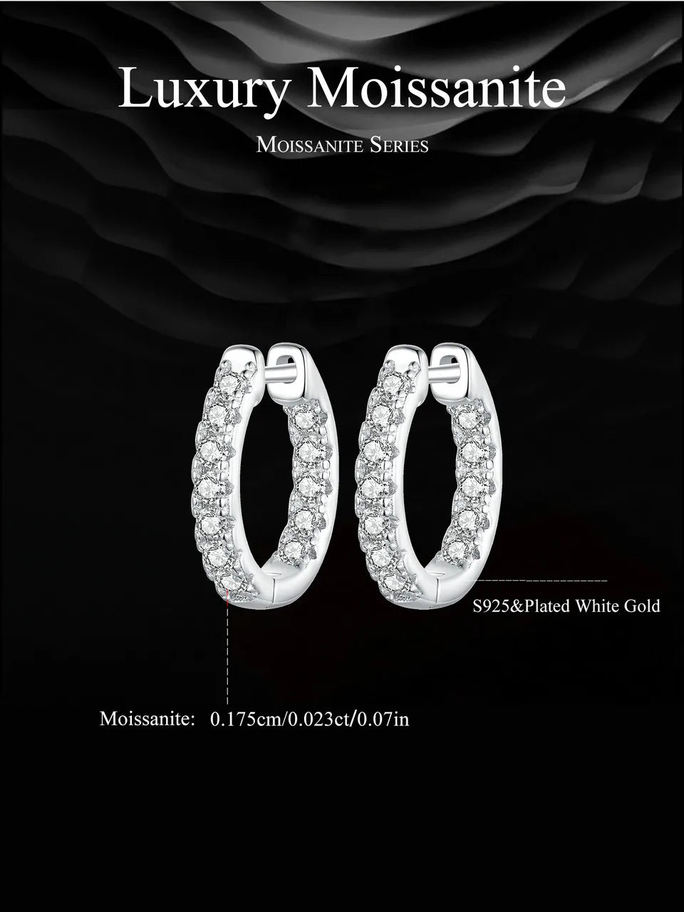 BAMOER Gold Moissanite Hoop Earrings for Women, 925 Sterling Silver D Color Round Cut Lab Diamond Hypoallergenic Earrings