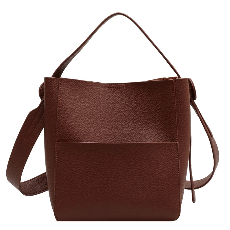 Wide Strap Message Handbag Women Shoulder Bags Leather Soft Casual