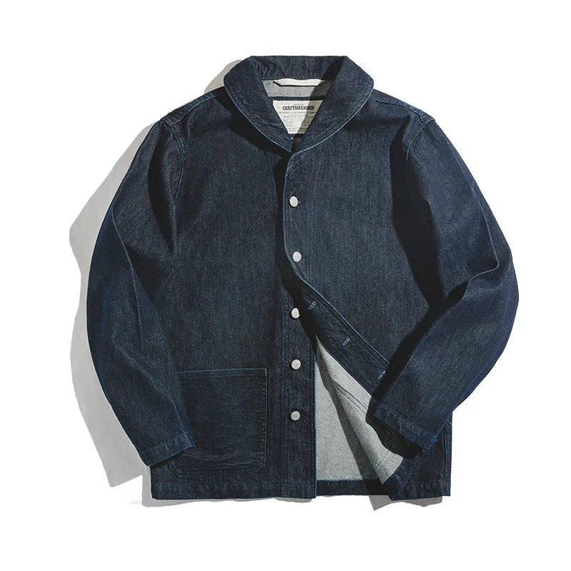 Workwear 2023 Fashion Men's American Casual Wash Denim Jacket Amekaji Vintage Blue