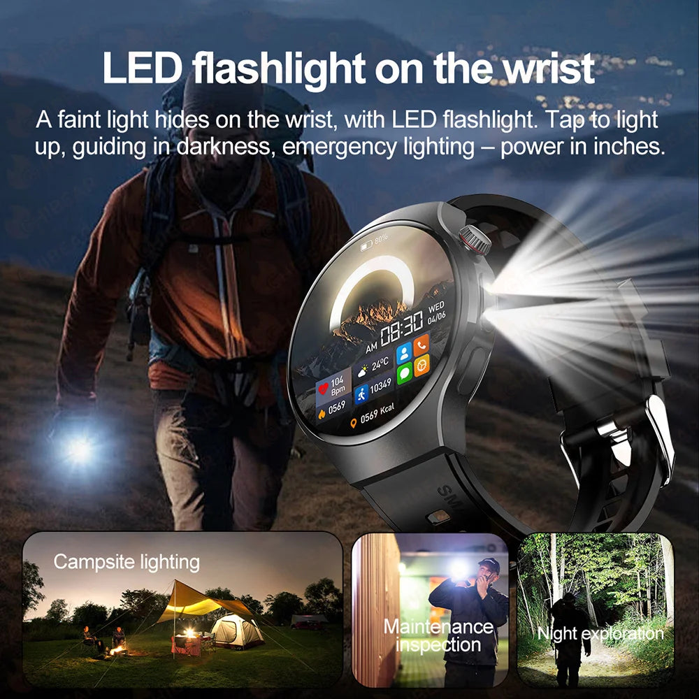New Smart Watch Men Full Touch Screen Compass Bluetooth Call Flashlight Sports Activity Fitness Heart Rate Waterproof Smartwatch