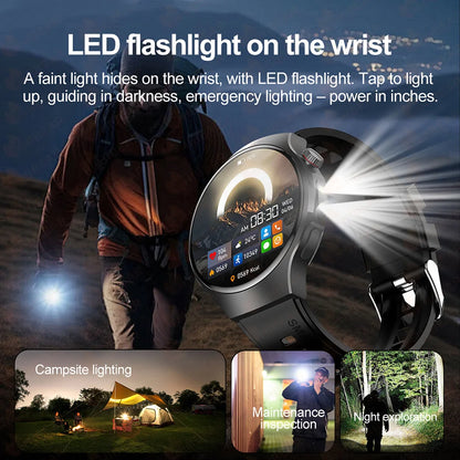 New Smart Watch Men Full Touch Screen Compass Bluetooth Call Flashlight Sports Activity Fitness Heart Rate Waterproof Smartwatch