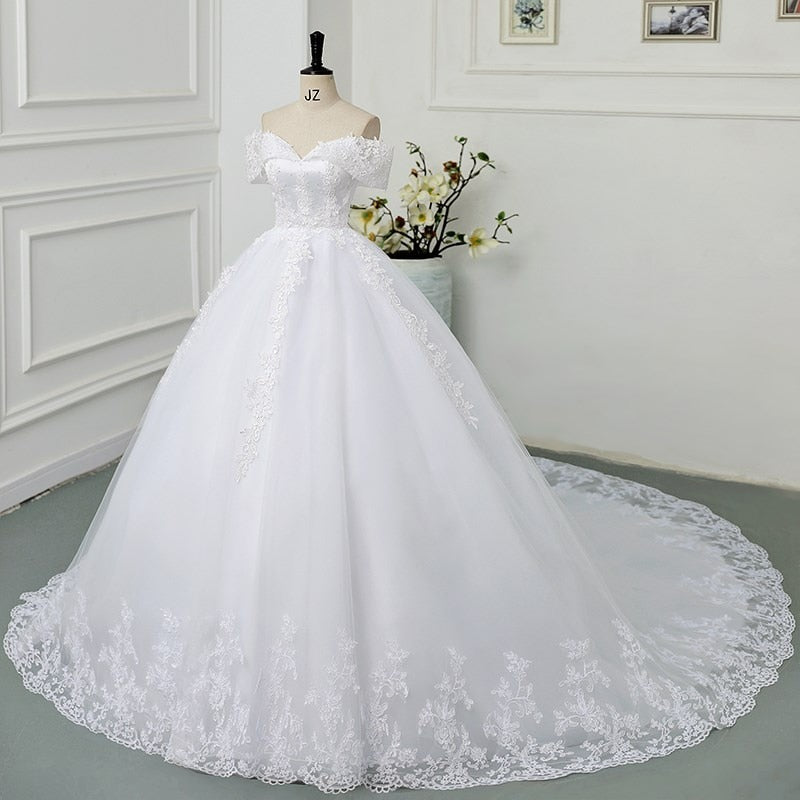 White Bridesmaid Dresses: Ball Gown Wedding Dresses Off The Shoulder Wedding Gowns