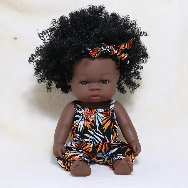 14inch Full Body Vinyl Bebe Reborn Dolls Soft Lifelike Baby Toys American Reborn Black Baby Doll Vinyl Baby Doll Toys Girls Boys