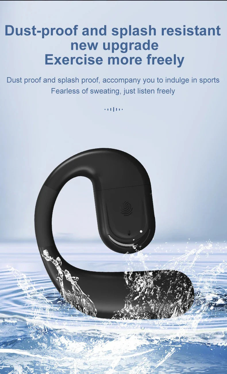 Bluetooth 5.4 Business Earphone Wireless Single Headphone with HD Mic Ear Hook HiFi Stereo Music Earbud for Xiaomi Samsung Phone