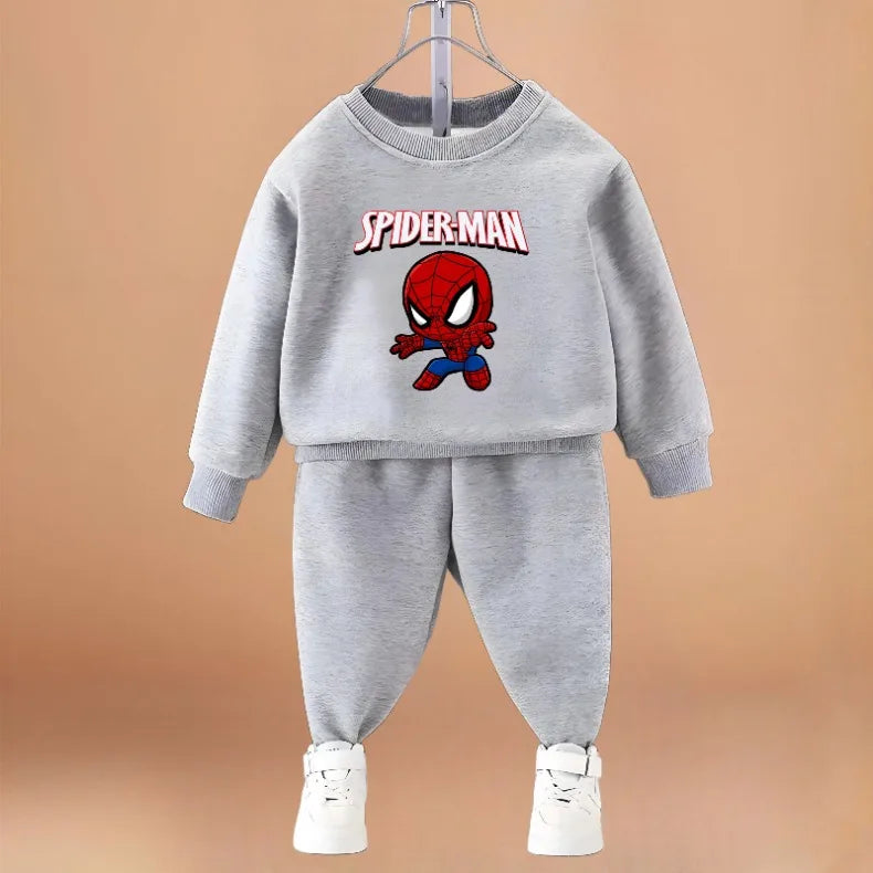 Disney Anime Spiderman Boys O Neck Hoodie Set Spring Fall Children's Pullover and Trousers 2pcs Suit Kids Casual Sportswear New