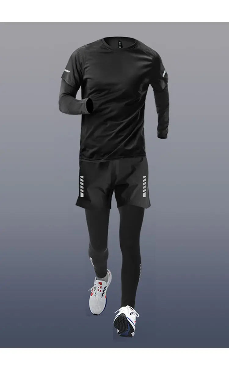 Mens Sportwear 2-4 PCS Sets Tracksuit Sport Suits Men Sports Quick Drying Running Sets Joggers Training Gym Fitness Workout
