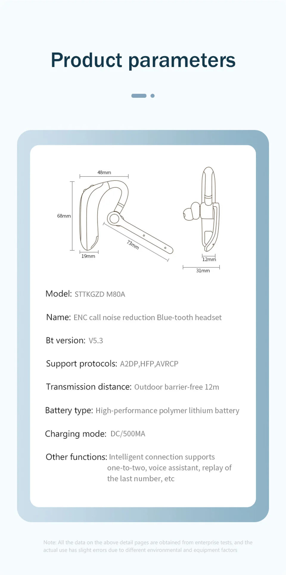 Wireless Headphones With Dual Microphon Bluetooth Earphone ENC Noise Cancelling Hands-free Headset Busines Auriculares Driving