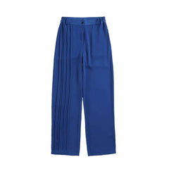 Pleated Splicing Design Casual Suit Pants Men's Stylish Stretch Waist Trendy