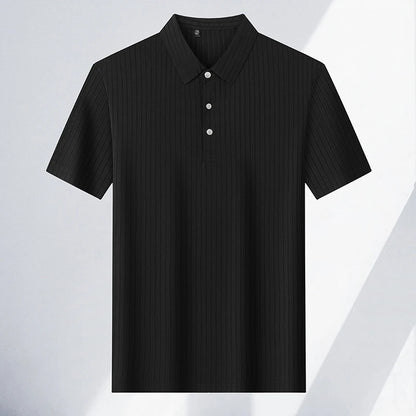 2025 New Men's Casual Fashion Striped Short Sleeved Collar Polo Shirt Breathable and Comfortable Summer Versatile T-shirt