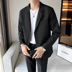 Men's Formal Suit Set Wedding Party Dress Black Gray Business Office Blazer