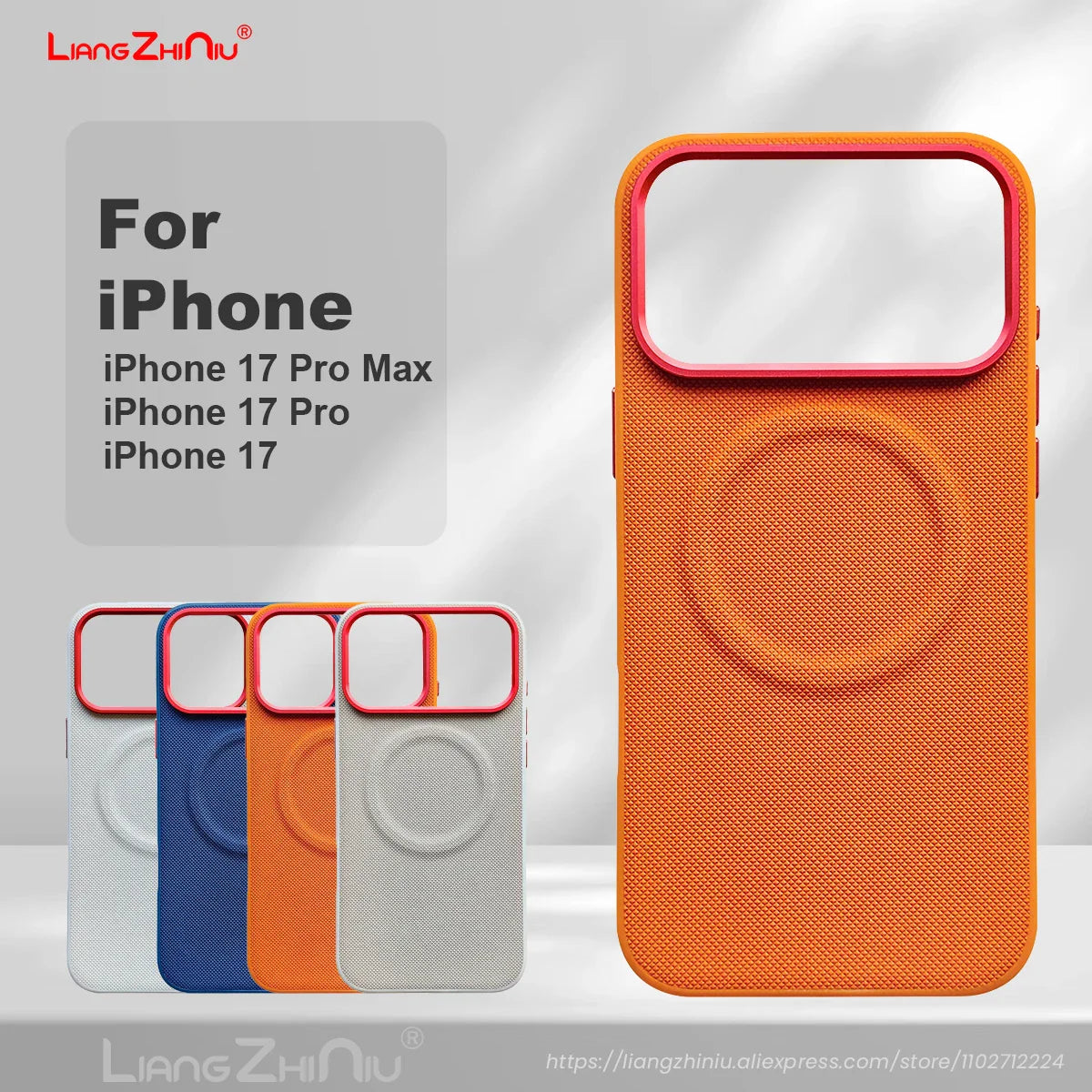 Leather Magnetic Case For Iphone 17 Pro Max/17 Pro/17 Magsafe Charging Grain Diamond Textured Individual Buttons Leather Cover