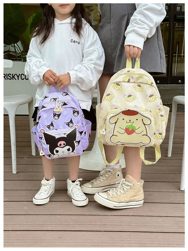 Anime Cartoon Kuromi Melody Cinnamoroll Backpack Boys Girls Cartoon Hello Kitty Kawaii Canvas Fashion Children's Schoolbag