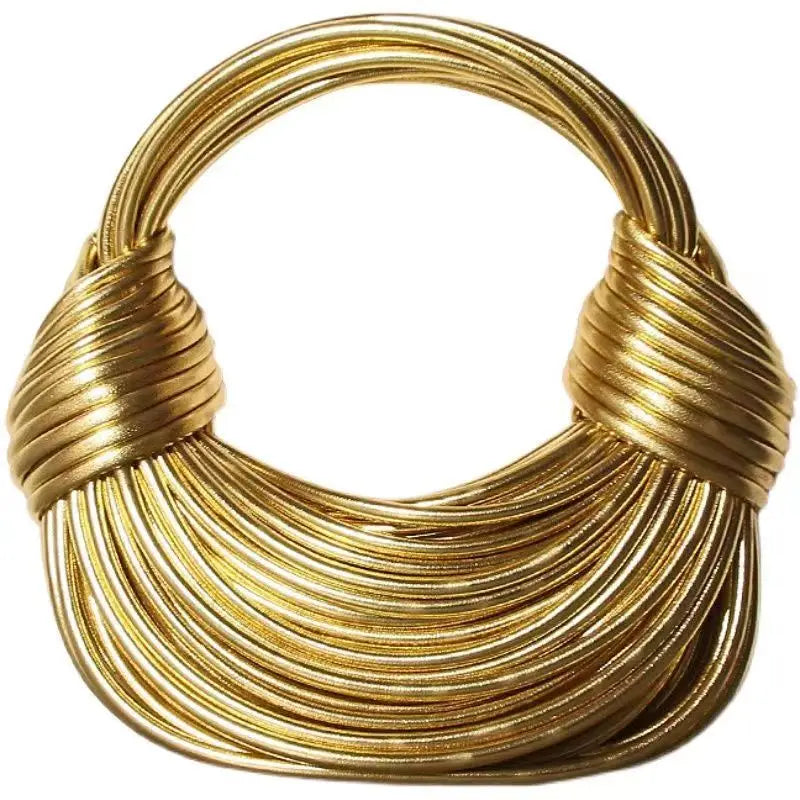 Handbags for Women in Gold Luxury Designer Brand Handwoven Noodle Bags