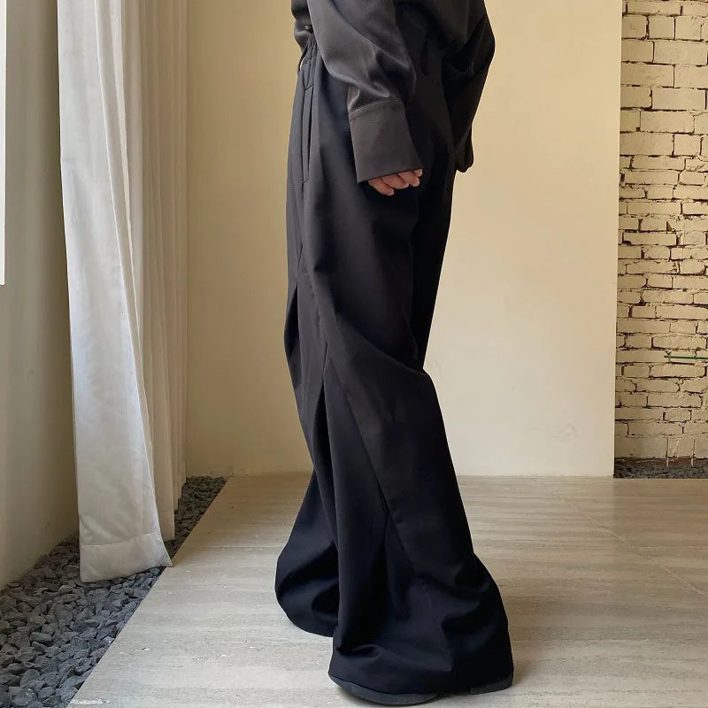 Personalized Pleated Niche Design Wide Leg Trend Versatile Korean Style Casual Pant