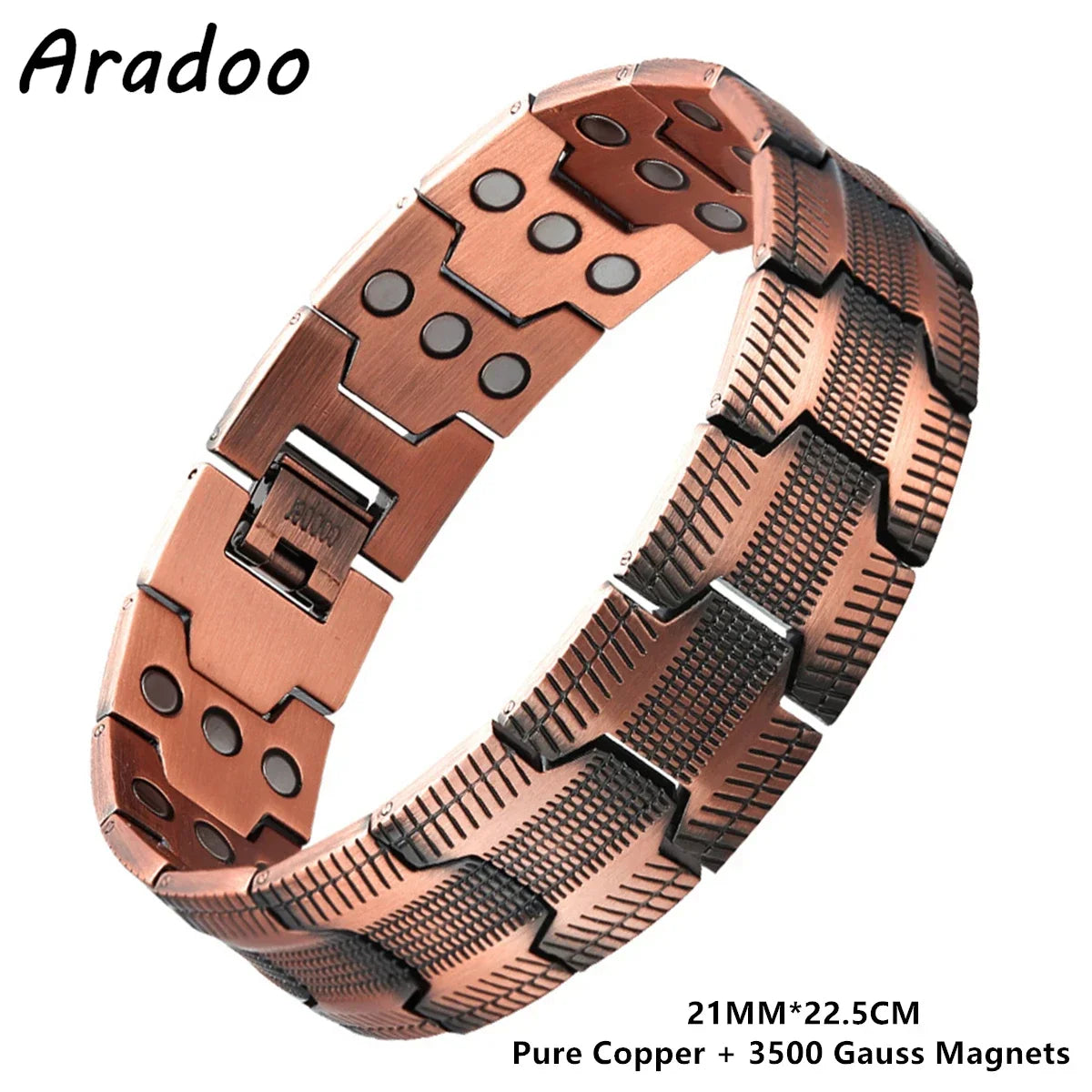 ARADOO Copper Bracelet for Men 100% Pure Copper Magnetic Link Bracelets Jewelry Gift with Adjustable Sizing Tool