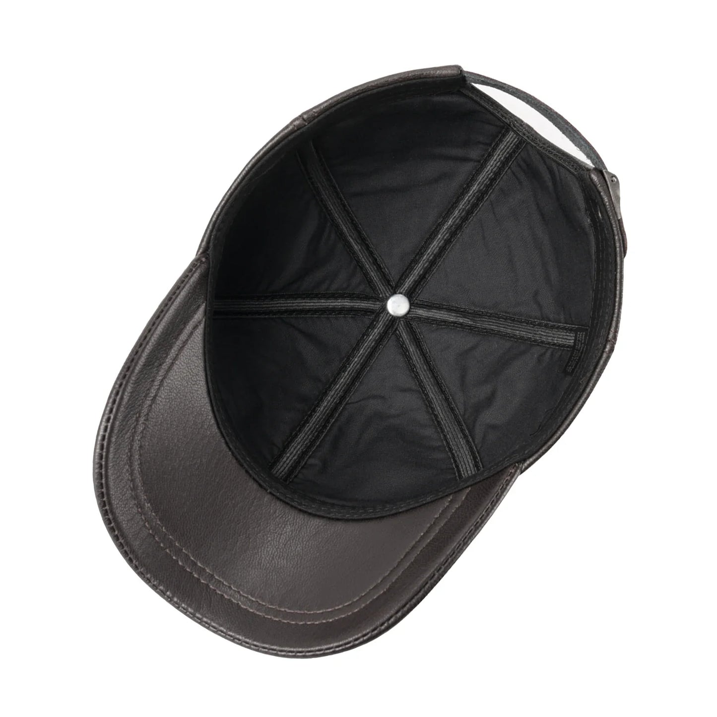 FEINION Genuine Leather Unisex Baseball Cap 100% Leather Winter Structured Flat Adjustable Back Strap Hat