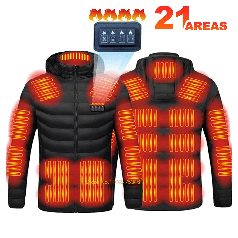 Heated Jacket Men 21 Areas USB Electric Heating Jackets Self Heated Down Jacket