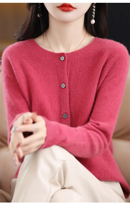 Spring and Autumn  New 100% pure merino cashmere sweater women's O-neck