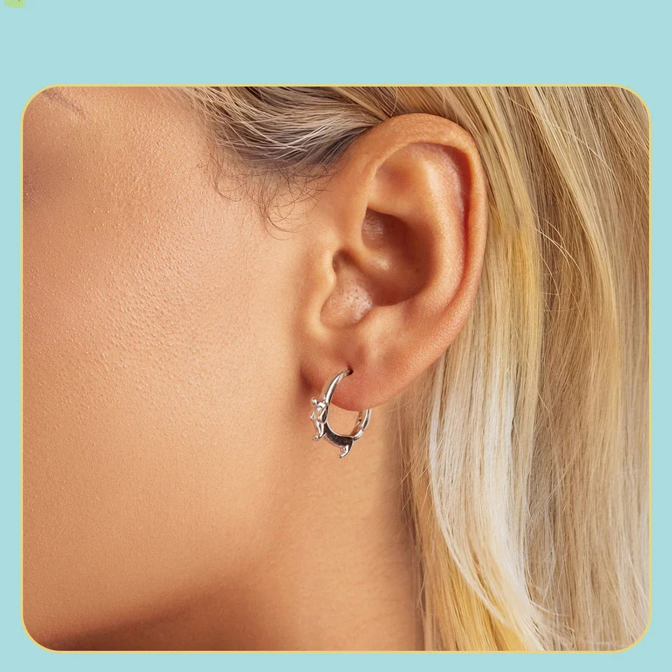 WOSTU Snake Dog Cat Ear Buckles Women 925 Sterling Silver Dachshund Hoop Earrings Girl Party Birthday Gift Minimalism Jewelry
